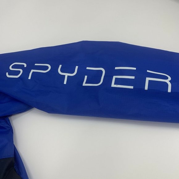 Men's Spyder Full Zip Hooded Optic Water Resistant Jacket Royal Blue Medium NWT - Picture 3 of 6